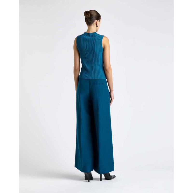 Cue Teal Diagonal Ribbed Knit Tank image number 1